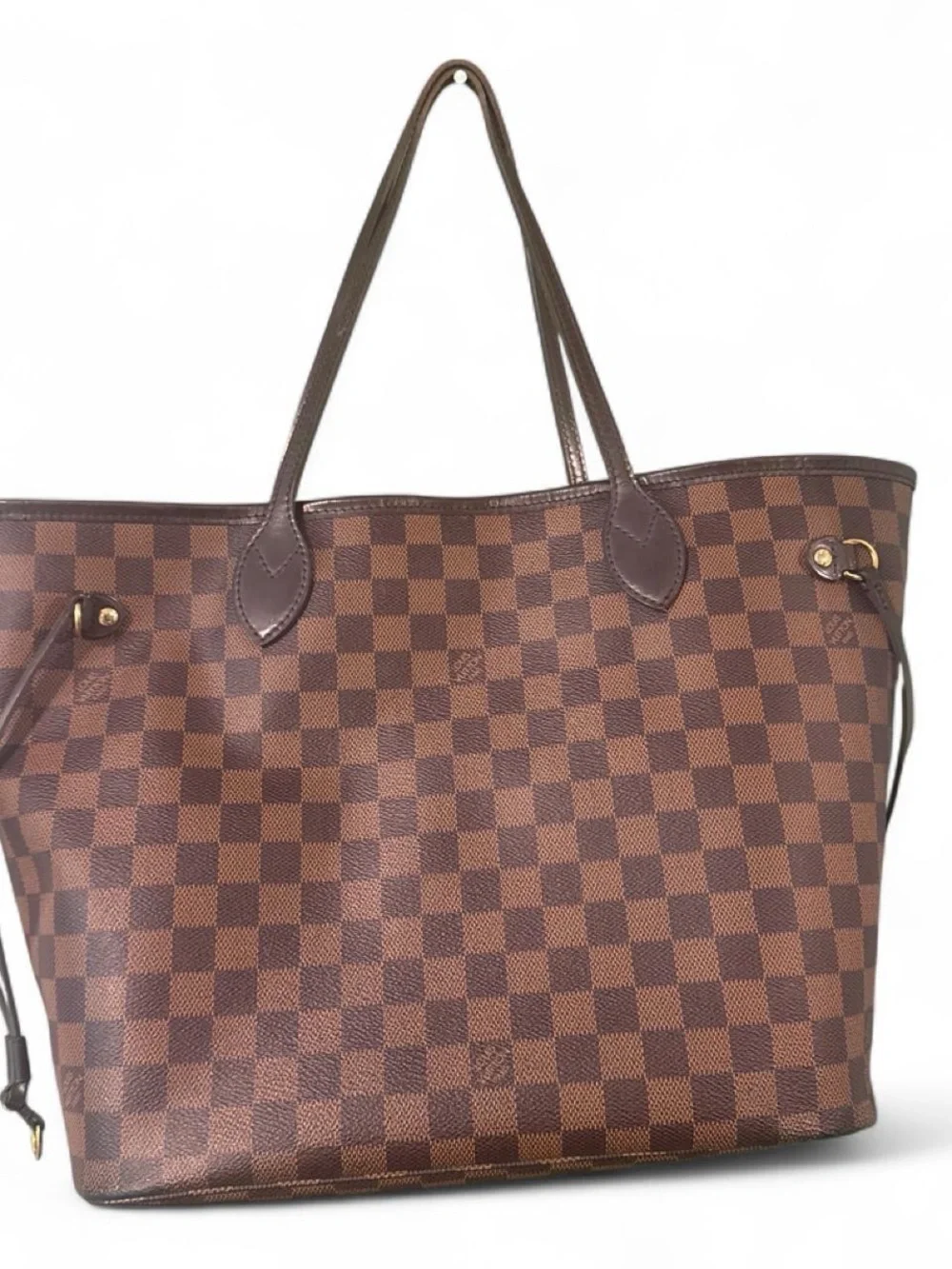 Damier Ebene Neverfull Louis Vuitton brown and beige checkered tote bag